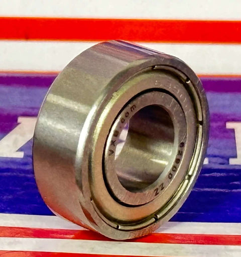 Front view of Stainless Steel Shielded Ball Bearing S88635ZZ 3/4 x 1-3/4 x 1/2 Inch. Metal Shield for dust protection, stainless steel cage.