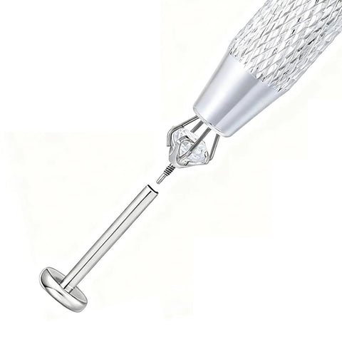 All In One Piercing Taper Kit With Ball Grabber Tool And 12Pcs Stainless Steel Flat Back Earrings Set For 14G 16G 18G 20G Tapers