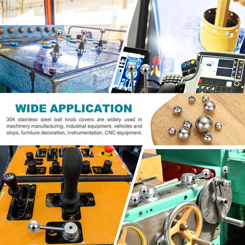 Ball Nuts Knob M12x38mm In 304 Stainless Steel With M12x1.75 Thread shown in machinery applications.