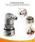 Ball Lock Disconnect For Corny Keg Fittings, Gas And Liquid, MFL Quarter Inch Threaded, Five Sixteenth Inch Stainless Barbed With Hose Clamp