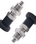 Two Pack Stainless Steel Retractable Ball Nose Spring Plungers With Return Knobs, Spring Loaded Pin, M12 Thread 1.5 Pitch, Ball Nose Indexing Plunger