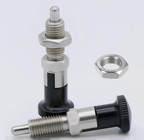 Two Pack Push Fit Ball Nose Spring Plungers Stainless Steel Retractable Indexing Pins With M12 By 1.5 Threads Boss Level Precision