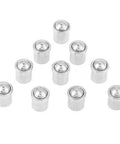 10 pcs stainless steel push fit spring ball plungers 7 x 6 mm arranged on a white background