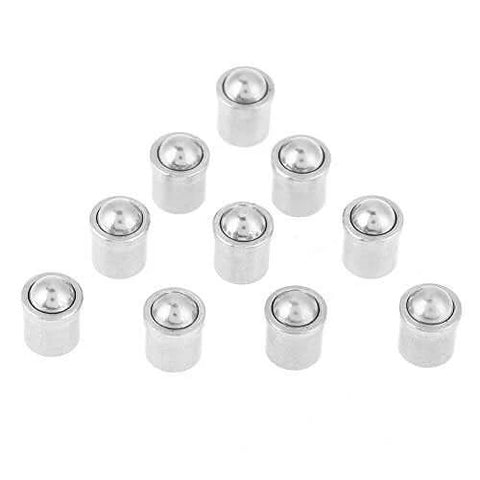 10 pcs stainless steel push fit spring ball plungers 7 x 6 mm arranged on a white background