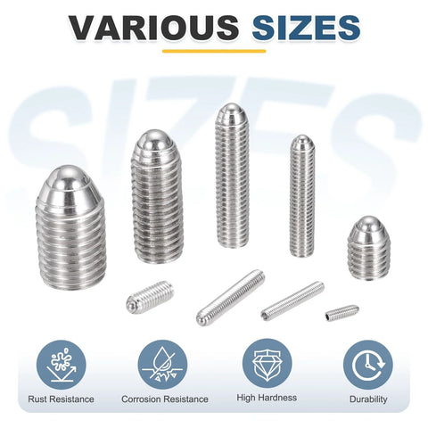 Industrial Grade Stainless Steel Ball Point Set Screws M8x30mm 304 Stainless Hex Socket Spring Plungers Grub Screw Pack Of 6