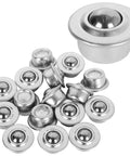 Sixteen Piece Five Eighth Inch Stainless Steel Ball Transfer Bearings Set With 360 Degree Rotation Universal Base
