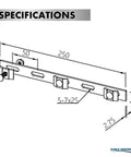 Technical drawing of Stainless Steel Strengthening Bar Coupler Splice Connection Hardware for Wire Mesh Cable Tray with dimensions.