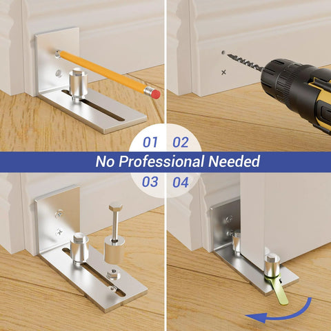 2 Pack Floor Guide For Barn Doors, Adjustable Stainless Steel Sliding Door Rollers, Wall Mounted Bottom Guides use demo