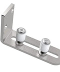 Adjustable Floor Guide For Sliding Barn Doors, Wall And Door Bottom Roller, Stainless Steel, showing dual roller design
