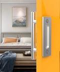 Sliding Barn Door Handle Double Sided Pull And Flush Embedded Invisible Stainless Steel installed on yellow door