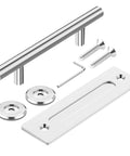 12 Inch Sliding Barn Door Handles Pair In Stainless Steel, Heavy Duty Two-Side Door Pulls With Finger Pull and installation kit