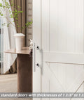 12 Inch Sliding Barn Door Handles Pair In Stainless Steel, Heavy Duty Two-Side Door Pulls With Finger Pull, installed on white door