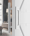 12 Inch Barn Door Handles Sliding Barn Door Pull Handle Stainless Steel Heavy Duty installed on interior door