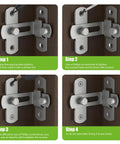 Installation steps for 90 Degree Bifold Flip Door Latch In Stainless Steel 304 for barns, bathrooms, outdoor and garages.