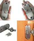 90 Degree Sliding Barn Door Latch Privacy Lock For Inside Doors Stainless Steel Sliding Bolt Lock with installation view