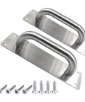 Stainless Steel 2 Pack Push Pull Door Plate Handle 8 Inch Heavy Duty Barn Door Pull With Mounting Screws Silver, includes screws