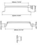 Diagram of Large Stainless Steel Barn Pull Handle Set Of 4 With Screws For Cabinets Sliding Doors Closets Keyless Entry Doors Fences Barn Doors And Gates Durable Modern Finish Easy To Install, showing dimensions in millimeters and inches.