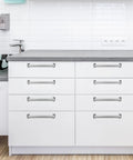 Large Stainless Steel Barn Pull Handle Set Of 4 With Screws For Cabinets Sliding Doors Closets Keyless Entry Doors Fences Barn Doors And Gates Durable Modern Finish Easy To Install on white kitchen cabinets