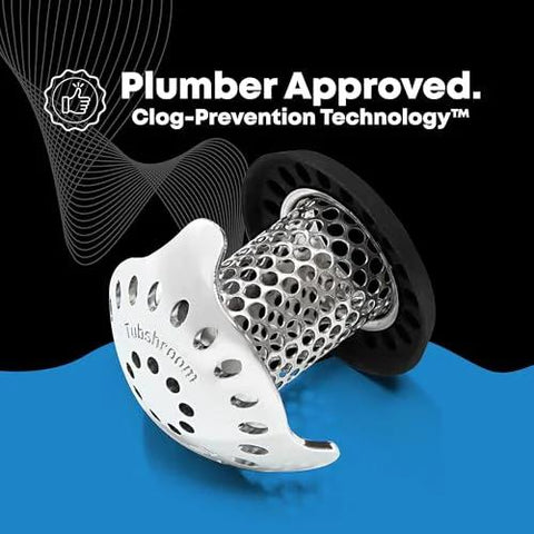 Ultra Revolutionary Stainless Steel Bath Tub Drain Protector And Hair Catcher With Strainer For Universal Drains on blue background