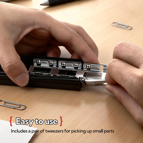 Hands using tweezers to handle stainless steel bearing ball set for precision machinery repairs