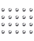 Array of Pro Grade 1.5mm Stainless Steel Bearing Balls G100 Precision, arranged in grid against plain background.
