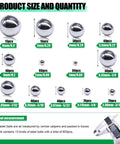 600PCS 12 Size Bicycle Bearing Balls Stainless Steel Precision Steel Balls with caliper measurement and quantity details