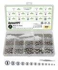 840 pcs stainless steel bearing balls set for bikes and machinery, assorted sizes 2mm to 10mm in storage box, precision loose ball bearings