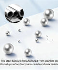 Stainless Steel Bearing Ball Set with 620 Pieces in 12 Sizes 1mm-8mm shown with stainless steel material close-up.