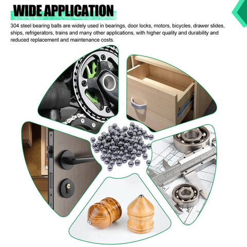 Various applications of 620 Pieces Stainless Steel Bicycle Bearing Balls Set, Precision Steel Balls for Bearings, Six Sizes