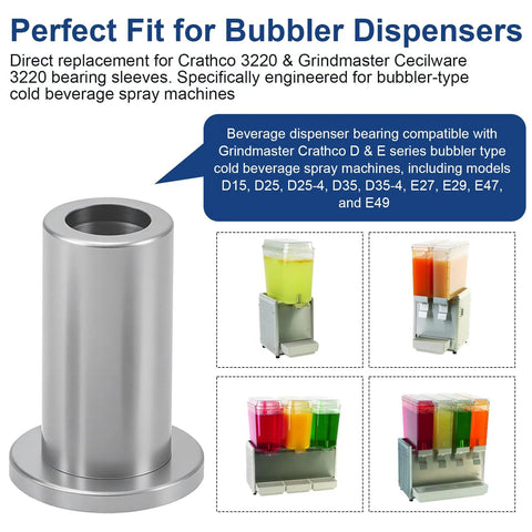 Bearing Sleeve Replacement for Commercial Beverage Dispensers and Juicers Stainless Steel Bushing Compatible With D And E Series Fits D15 D25 D35 E27 E29 E47 E49 Models Includes 3 Pack for Easy Refurbishment with images of dispensers