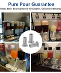 Commercial beverage dispensers with stainless steel bearing sleeve replacement for Crathco and Grindmaster D & E series.