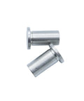 Three Pack 3220 Bearing Sleeve Replacement For Crathco And Grindmaster Dispensers in stainless steel, front view.