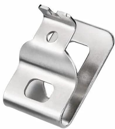 Durable 304 stainless steel belt clips for 20V MAX drills and drivers, 4-pack with screws, visible close-up of one clip.