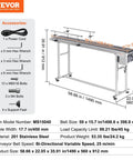 Industrial Grade Stainless Steel Motorized Belt Conveyor For Inkjet Coding Applications With PVC Anti Static Belt 59 By 15.7 Inch Conveyor Table Heavy Duty Double Guardrail Adjustable Speed with dimensions and accessories layout