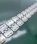 Close-up of 24 Inch Stainless Steel Conveyor Belt Fasteners With Hinge Pin Two Pairs In A Box For Belt Thickness 5 To 6 Millimeters