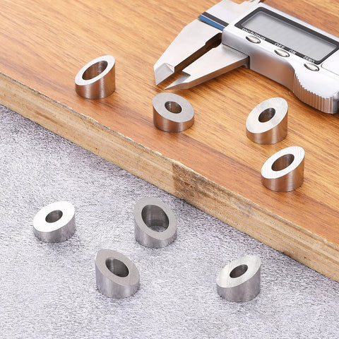 Five Pcs One Quarter Inch ID Beveled Angle Washers Stainless Steel For Wire Rope with caliper for size reference