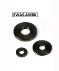 SWAS-8-12-3-AWBK NBK Stainless Steel Black Adjust Metal Washer -Made in Japan-Pack of One, showing three sizes.