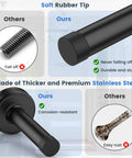 2 Pack No Drilling Door Stoppers With Rubber Padded Tips For Wall Protection, 304 Stainless Steel Sound Dampening Door Stops