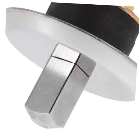 Close-up of stainless steel blender and juicer coupling replacement part with quick attach studs for reliable drive coupling.