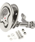 Boat Hatch Latch Pull Stainless Steel 316 Marine Grade Flush Cam Latch with Plate, installation screws visible