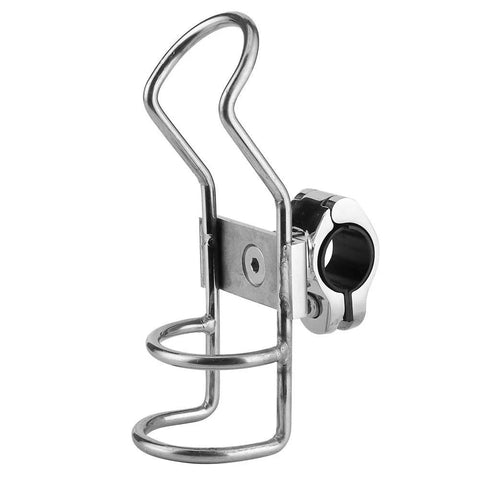 Side view of marine-grade 316 stainless steel rail-mount rod holder with 360° adjustable bracket