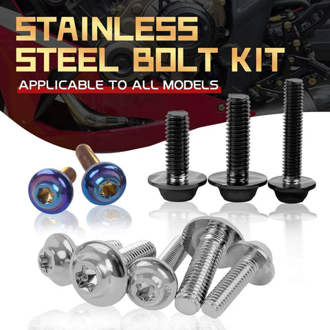 ✝️ BAIONE Fairing Bolt Kit 195PCS Stainless Steel M5 M6 Motorcycle Windscreen Fairing Screws Fasteners Universal Compatibility