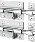 Heavy Duty Stainless Steel Sliding Bolt Latch Set Two Pack Thickened Brushed Finish Door Lock with Twelve Screws for Privacy and Security