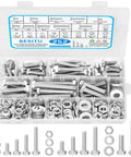 252 Piece Hex Bolts And Nuts Assortment Kit 1/4 20 5/16 18 3/8 16 Stainless Steel 304 With Case, open view with bolts and nuts