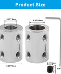 2 Pcs Bore Rigid Coupling Set 8mm to 10mm Shaft Coupler Connector Stainless Steel Coupling for 3D Printers Motor Accessories with dimensions.