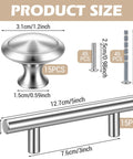 30 Piece Stainless Steel Cabinet Pulls And Knobs Set In Silver Matte Finish Includes 15 Cabinet Pulls And 15 Round Knobs With Installation Screws