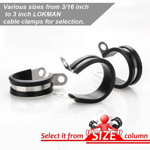 Front view of a Twenty Pack Half Inch Stainless Steel Cable Clamp With Rubber Cushioned Insulation For Anti Rust Waterproof Conduit