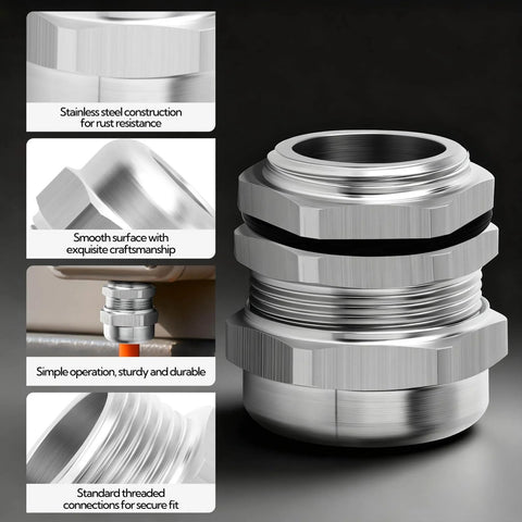 Stainless Steel Cable Gland 1 NPT Waterproof Metal Cable Gland 18 to 25mm Adjustable Protector for Electrical Enclosures