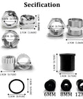 Stainless Steel Waterproof Cable Gland with IP68 Rating, Adjustable 6-12mm with 6mm 8mm 12mm connectors displayed in parts diagram