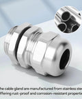 Stainless Steel Cable Gland 1 NPT Waterproof Metal Cable Gland 18 to 25mm Adjustable Protector for Electrical Enclosures